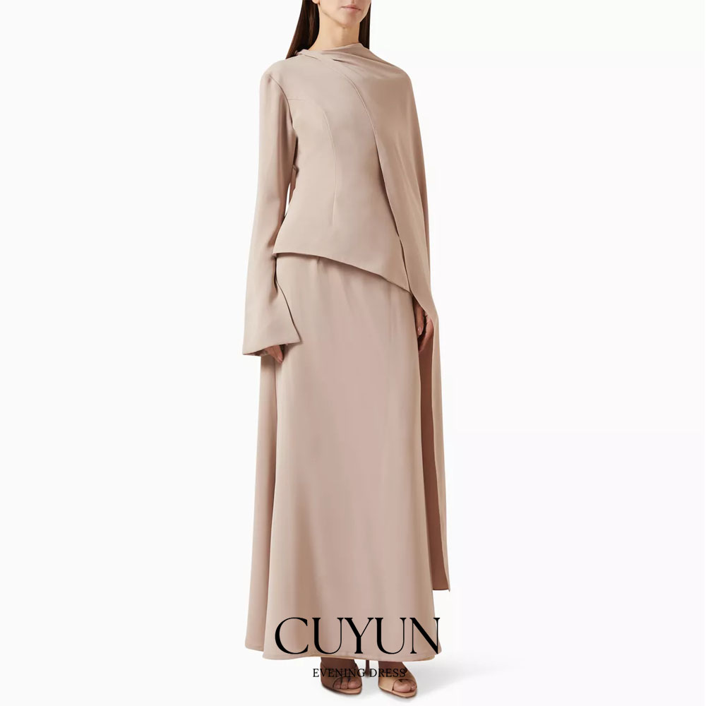 Women'S Formal Wear For Wedding Guest - Cuyun personalizado cáqui modesto tornozelo comprimento