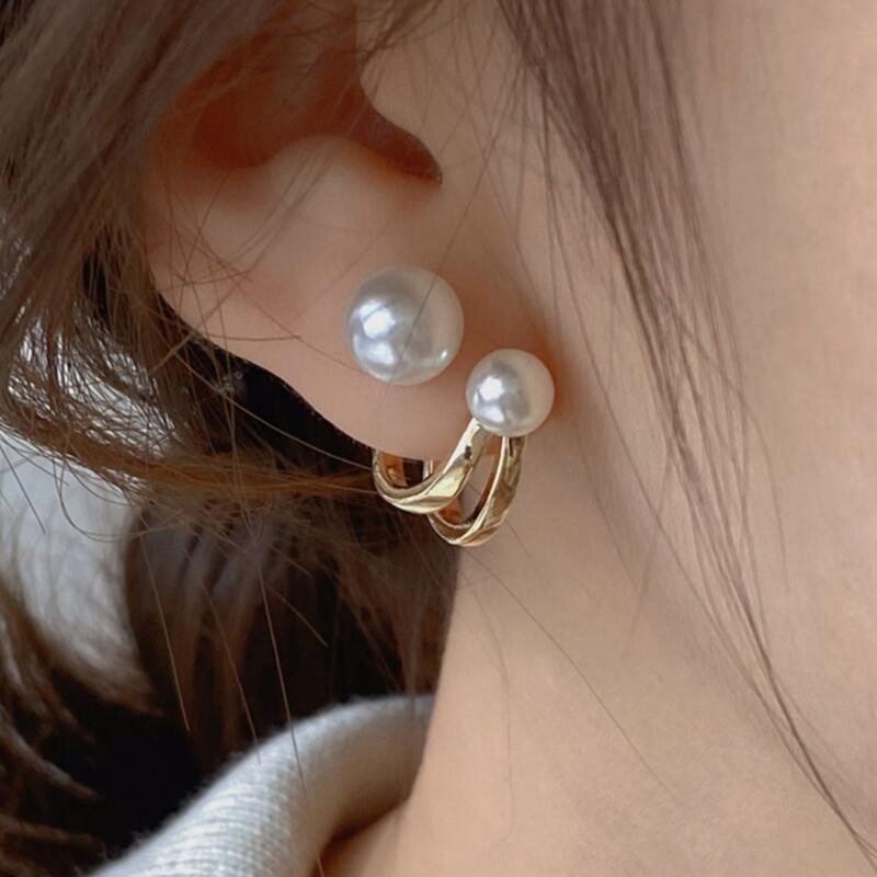 Pearl Earring Stud - 925 agulha de prata coreano moda