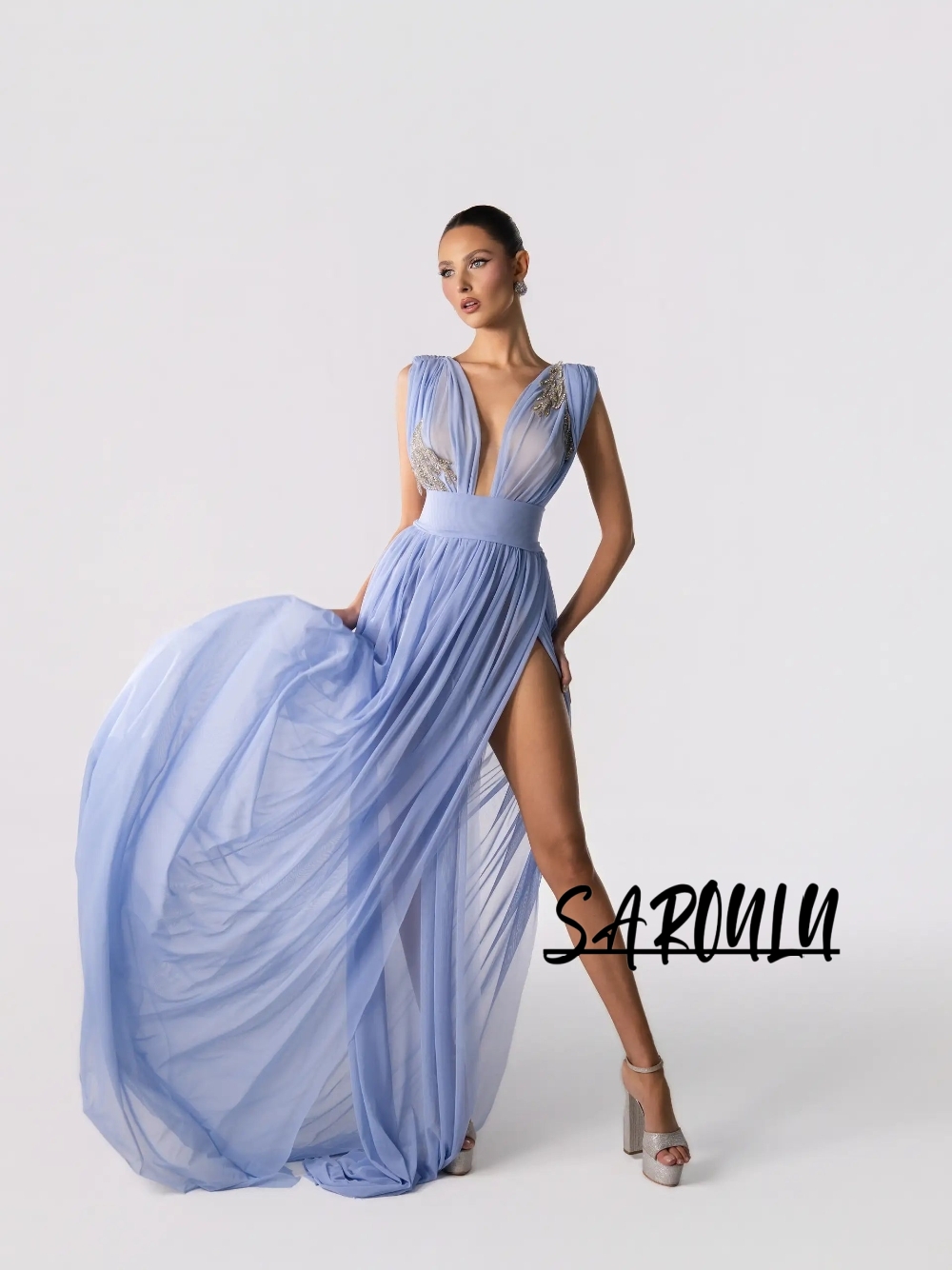 Formal Gala Wear Women - Vestido de Noite Azul Claro Sexy