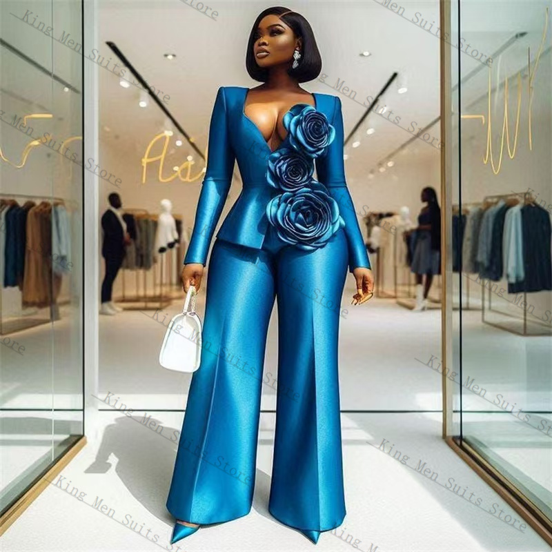 Women'S Formal Wear For Wedding Guest - Conjunto de Terno Feminino Azul de