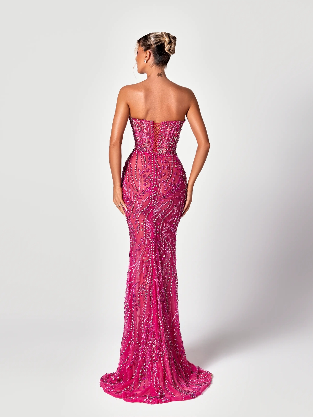 Fúcsia corte doce vestido de n - Formal Gala Wear Women avaliação e preço