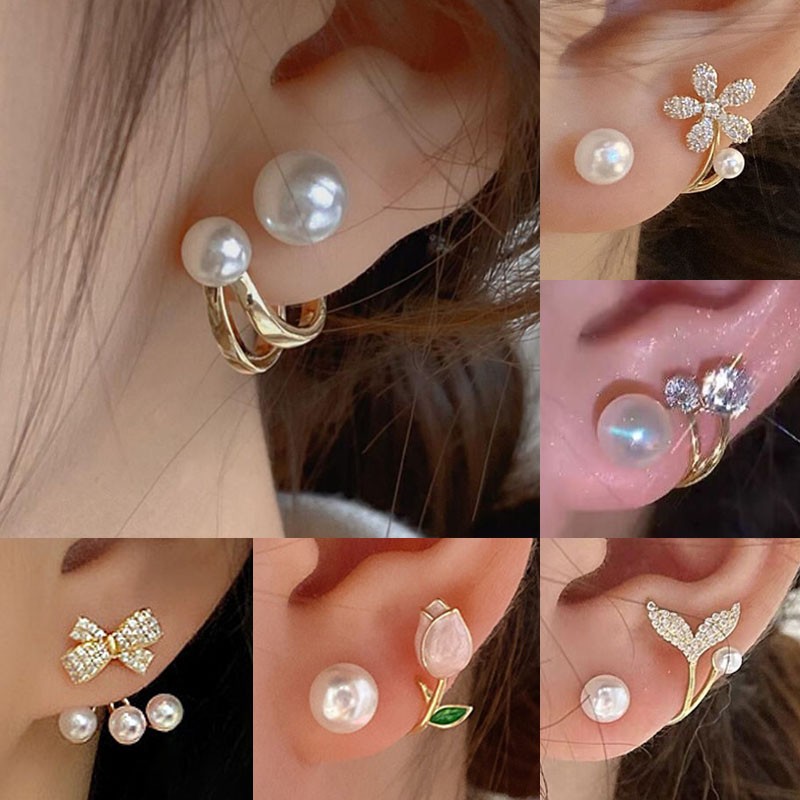 925 agulha de prata coreano mo - Pearl Earring Stud avaliação e preço