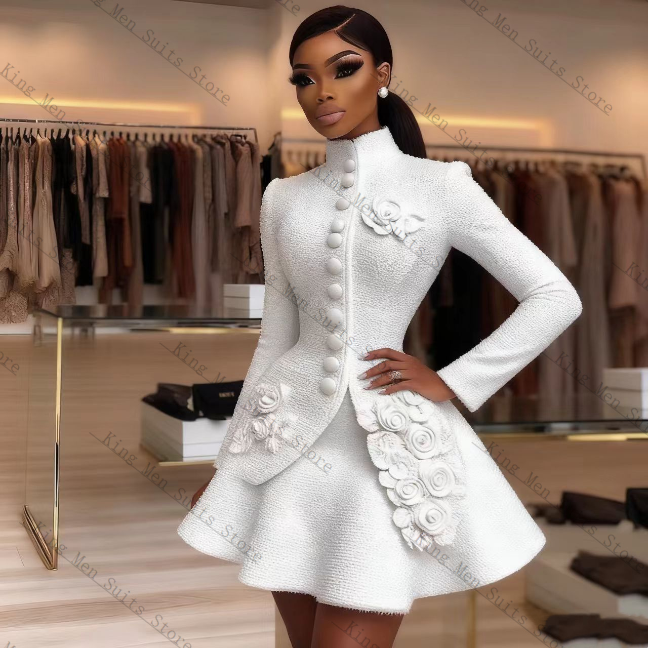 Luxo branco feminino terno con - Women'S Formal Wear For Wedding Guest avaliação e preço