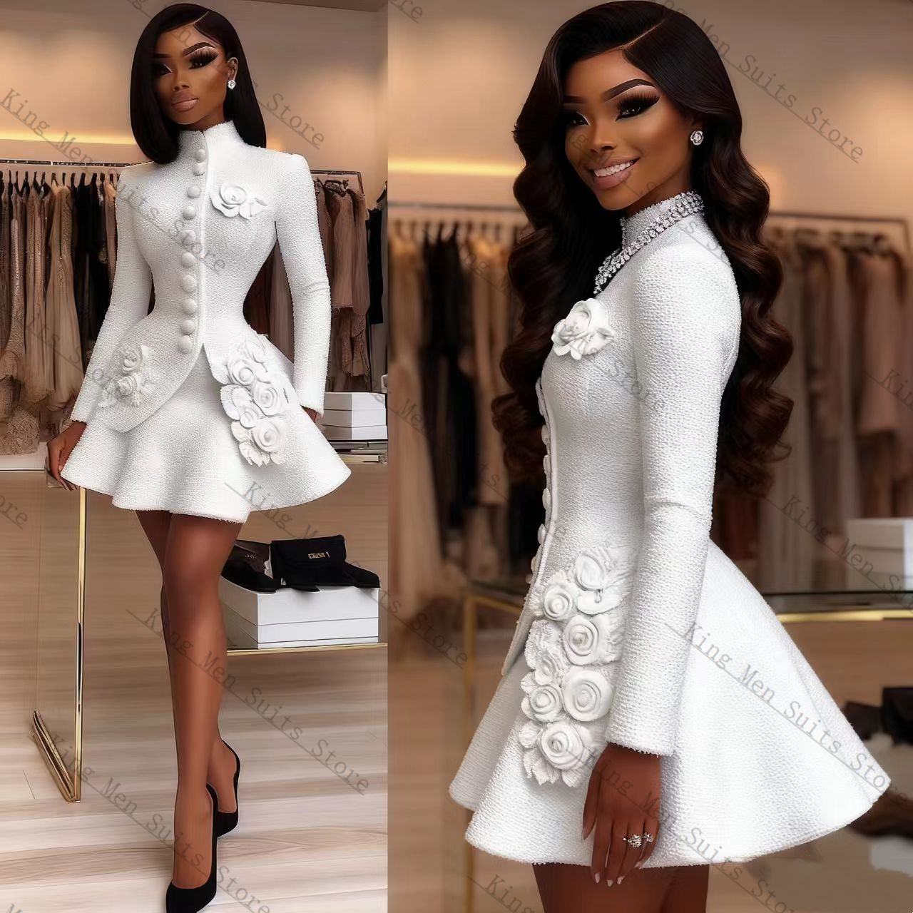 Luxo branco feminino terno con - Women'S Formal Wear For Wedding Guest avaliação e preço