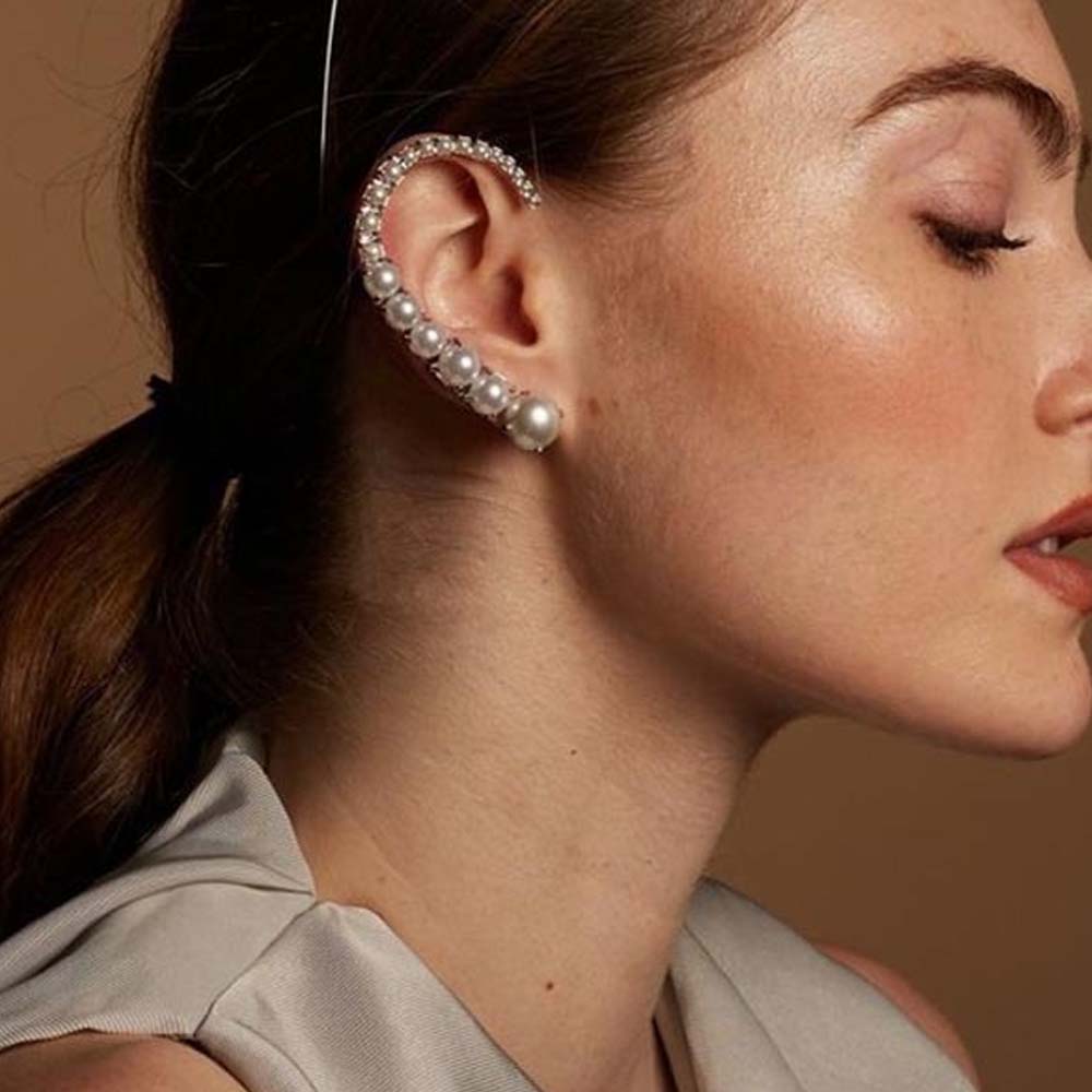 Stonefans Pearl Ear Clips Sem  - Pearl Earring Stud avaliação e preço