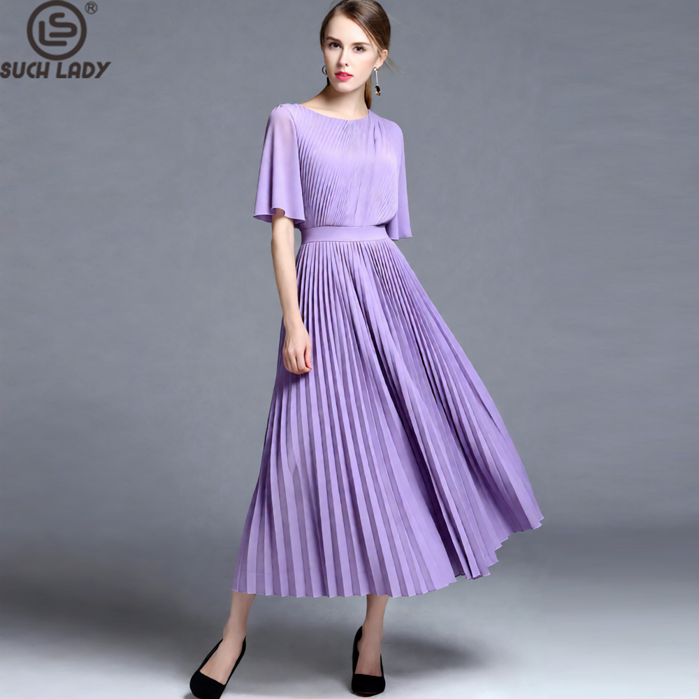 Vestido Midi Plissado Lilás co - Women'S Formal Wear For Wedding Guest avaliação e preço